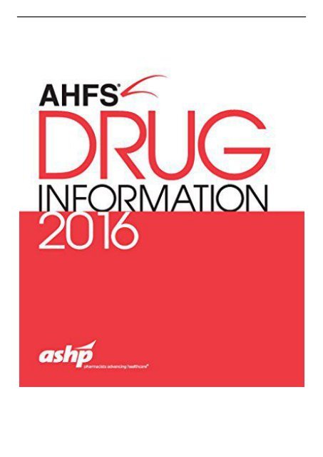 PDF Download AHFS Drug Information 2016 Free eBook