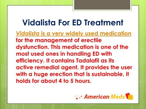 Safely Manage ED With Vidalista And Get Long-Lasting Erection
