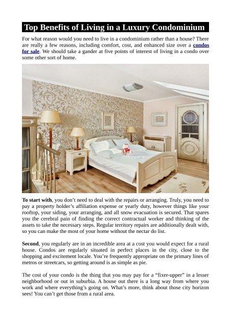 Top Benefits of Living in a Luxury Condominium