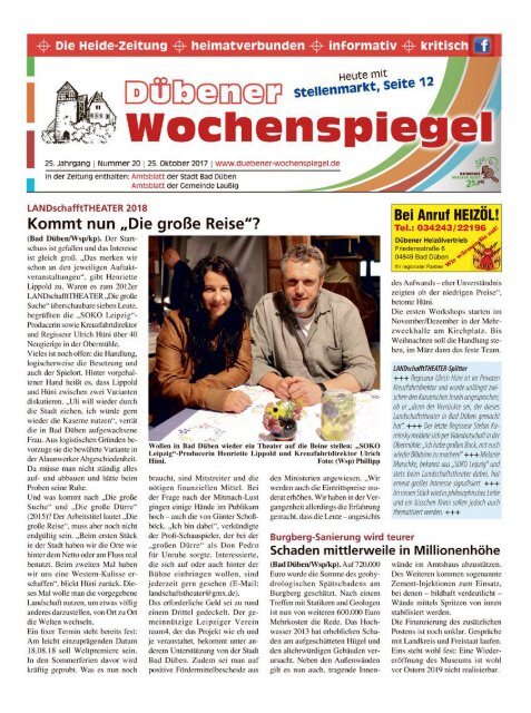 Dübener Wochenspiegel - Ausgabe 20 - Jahrgang 2017