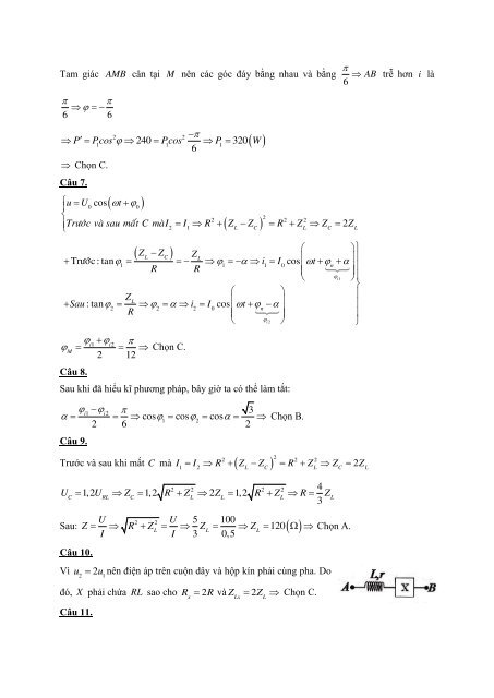 Các dạng bài tập hay lạ khó chương ĐIỆN XOAY CHIỀU có lời giải chi tiết
