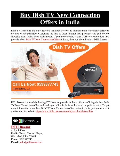 Dish TV New Connection Offers in India