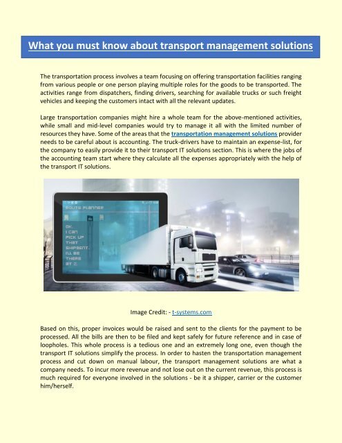 What you must know about transport management solutions