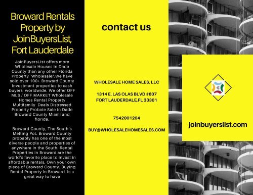 Broward Rentals Property by JoinBuyersList, Fort Lauderdale