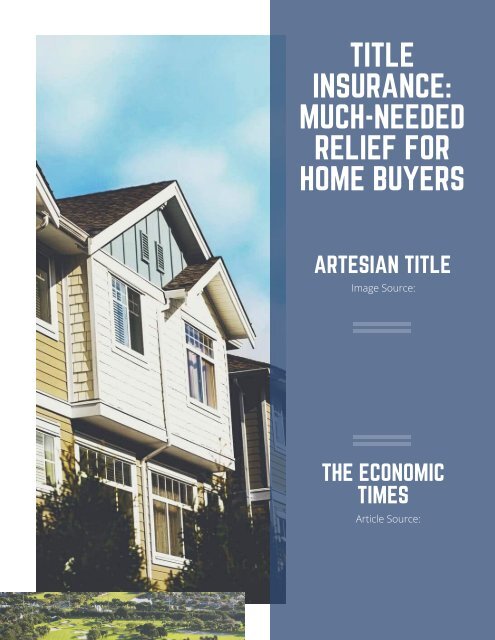 TITLE INSURANCE_ MUCH-NEEDED RELIEF FOR HOME BUYERS