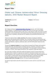 Antimicrobial Silver Dressing Industry, 2018 Market Research Report