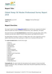 Hemp Oil Market Professional Survey Report 2018