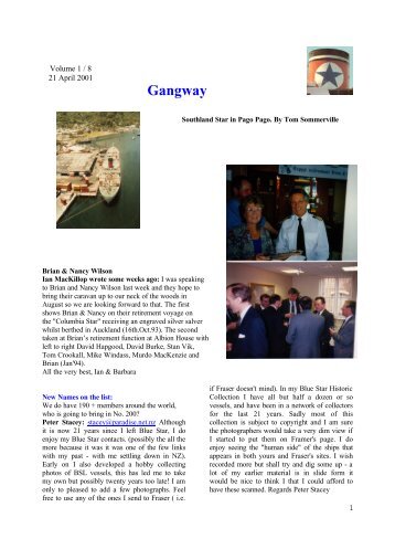 Gangway - Blue Star Line on the Web