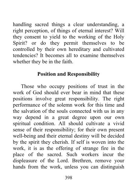 Testimonies to Ministers and Gospel Workers - Ellen G. White