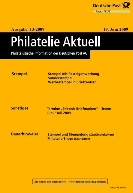 Ausgabe 13-2009 19. Juni 2009 - Deutsche Post - Philatelie