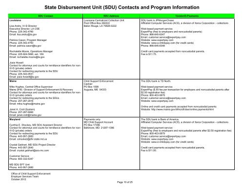 (SDU) Contacts and Program Information - Administration for ...