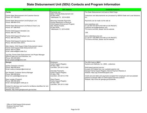 (SDU) Contacts and Program Information - Administration for ...