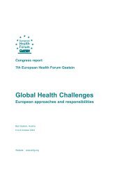 Global Health Challenges - European Health Forum Gastein