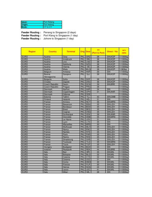 Download Sailing Schedule - DHL