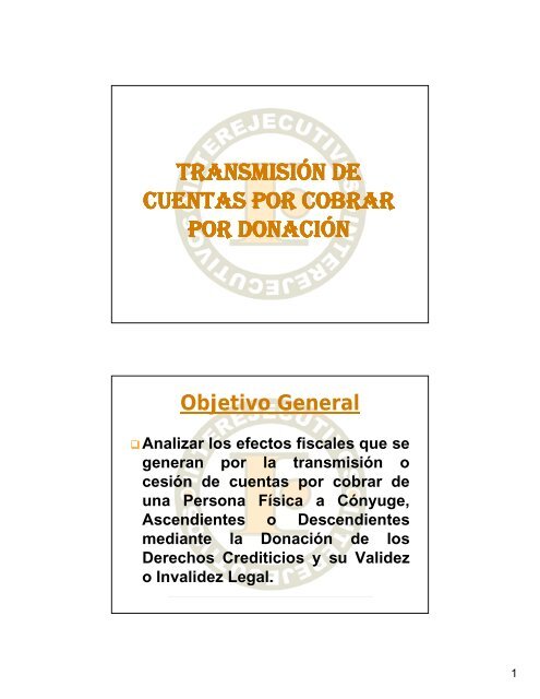 transmisión de cuentas por cobrar por donación - Interejecutivos