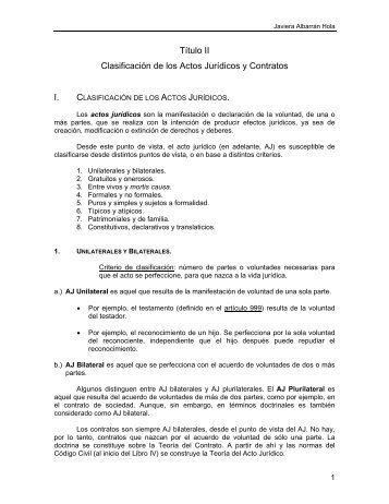 Clasificación de los Actos Jurídicos y Contratos - Central de Apuntes ...