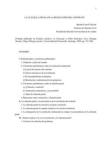 1 LA CLÁUSULA PENAL EN LA RESOLUCIÓN DEL CONTRATO ...