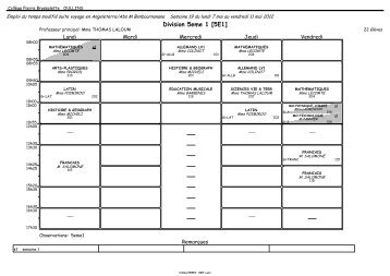 Emploi du temps divisions 5EME - Collège Pierre Brossolette ...
