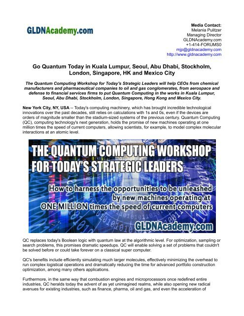 Go Quantum Today in Kuala Lumpur, Seoul, Abu Dhabi, Stockholm, London ...