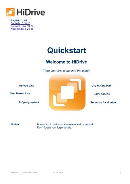 Quickstart Welcome to HiDrive