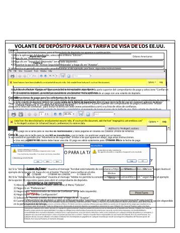 VOLANTE DE DEPÓSITO PARA LA TARIFA DE VISA DE LOS EE.UU.