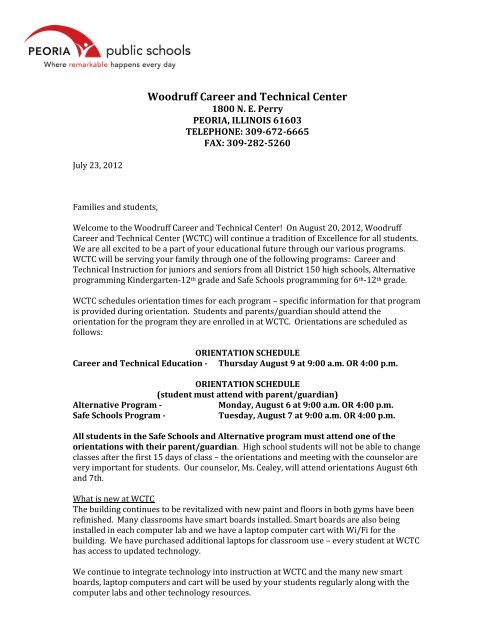 Woodruff Career and Technical Center - Peoria Public Schools
