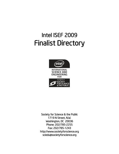 Finalist Directory - Society for Science &amp; the Public