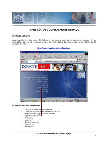 IMPRESIÓN DE COMPROBANTES DE PAGO - issste