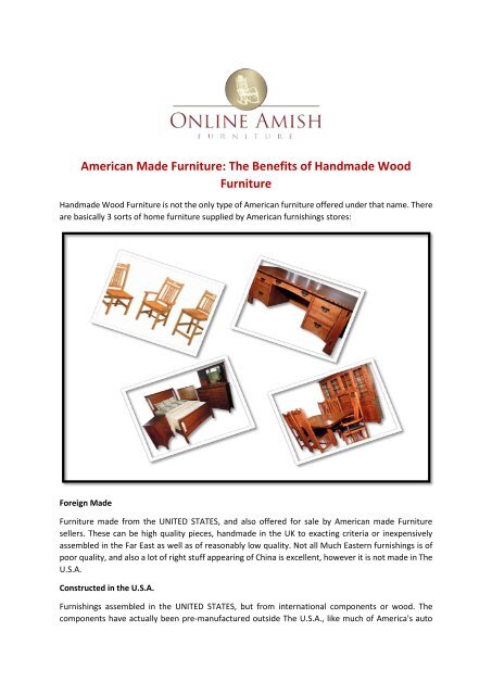 American Made Furniture: The Benefits of Handmade Wood Furniture