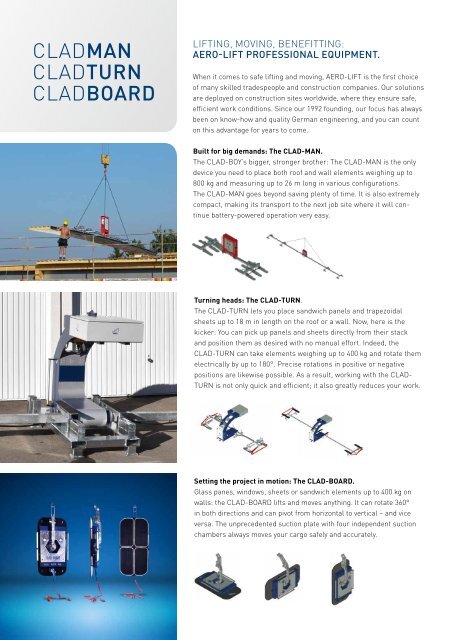 CLAD-BOY 2.0 brochure. The new professional multi-panel lifter.