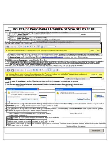 BOLETA DE PAGO PARA LA TARIFA DE VISA DE LOS EE.UU.