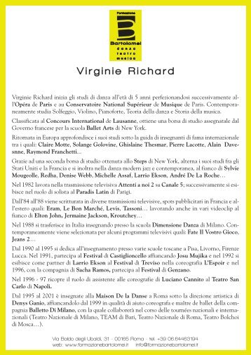 Virginie Richard - Formazione Bartolomei - danza, teatro, musica