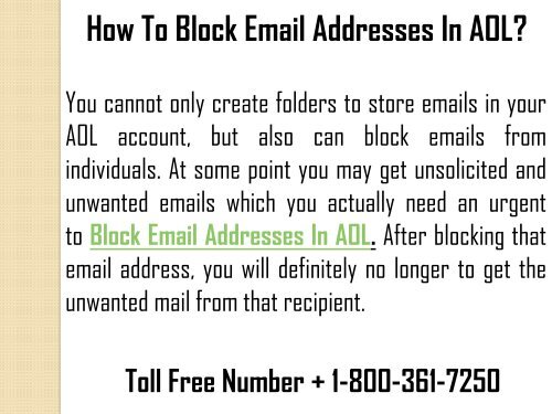 Block Email Addresses in AOL | Call AOL Support 1-800-361-7250 