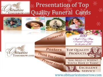 Presentation of Top Quality Funeral  Cards