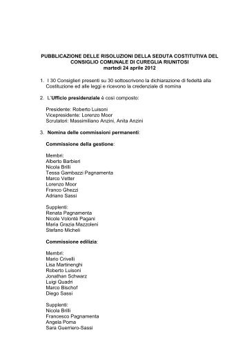 2012.04.24 Costitutiva - Comune di Cureglia
