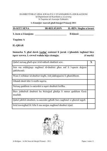 EŻAMIJIET ANNWALI TAL-ISKOLA PRIMARJA 2010