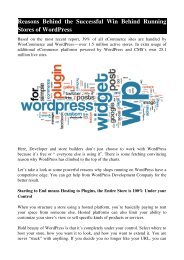 Reasons Behind the Successful Win Behind Running Stores of WordPress