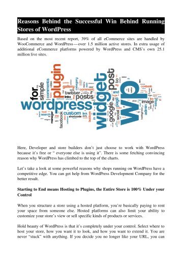 Reasons Behind the Successful Win Behind Running Stores of WordPress