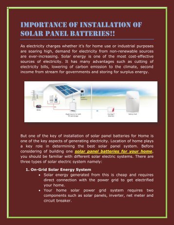 Importance of Installation of Solar Panel Batteries