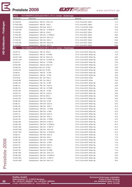 Preisliste 2008 www.exitflex.de - EXITFLEX GmbH