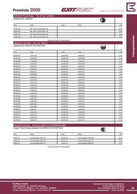 Preisliste 2008 www.exitflex.de - EXITFLEX GmbH