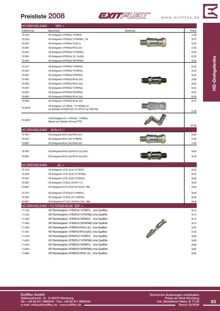 Preisliste 2008 www.exitflex.de - EXITFLEX GmbH