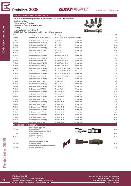 Preisliste 2008 www.exitflex.de - EXITFLEX GmbH