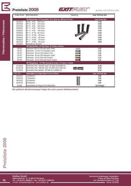 Preisliste 2008 www.exitflex.de - EXITFLEX GmbH