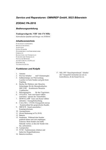 Zodiac PA-2010.pdf - Omnirep GmbH