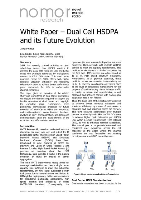 White Paper – Dual Cell HSDPA and its Future ... - Nomor Research