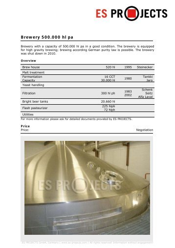 Brewery 500.000 hl pa - es projects