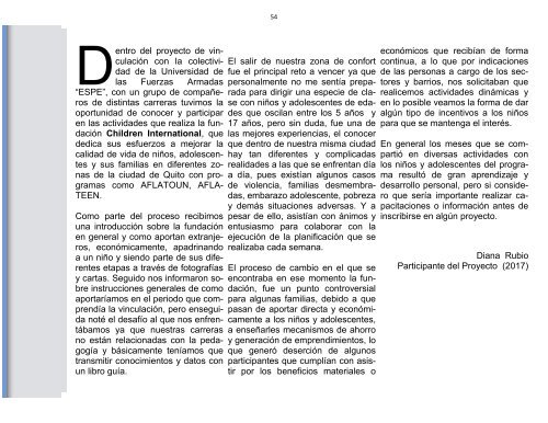 Diagnóstico y Evaluación del proyecto "El arte de educar a niños, niñas y jóvenes de Children International en los sectores urbano periféricos"