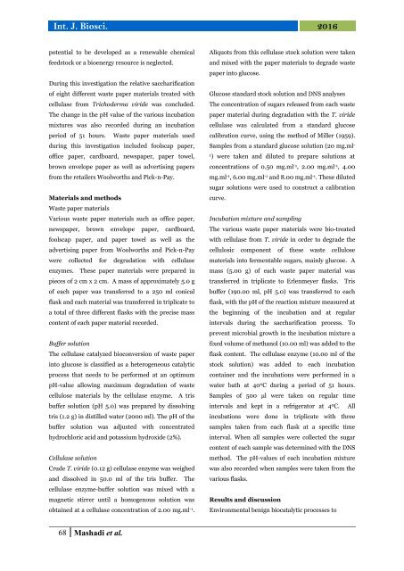 Cellulas catalyzed bio conversion of different waste paper materials into ferment able sugars | By P. Mokatse