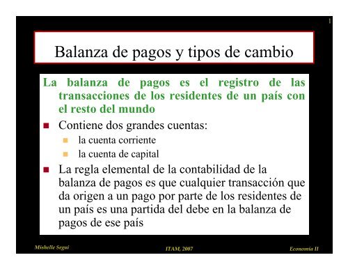 Balanza de pagos y tipos de cambio - ITAM